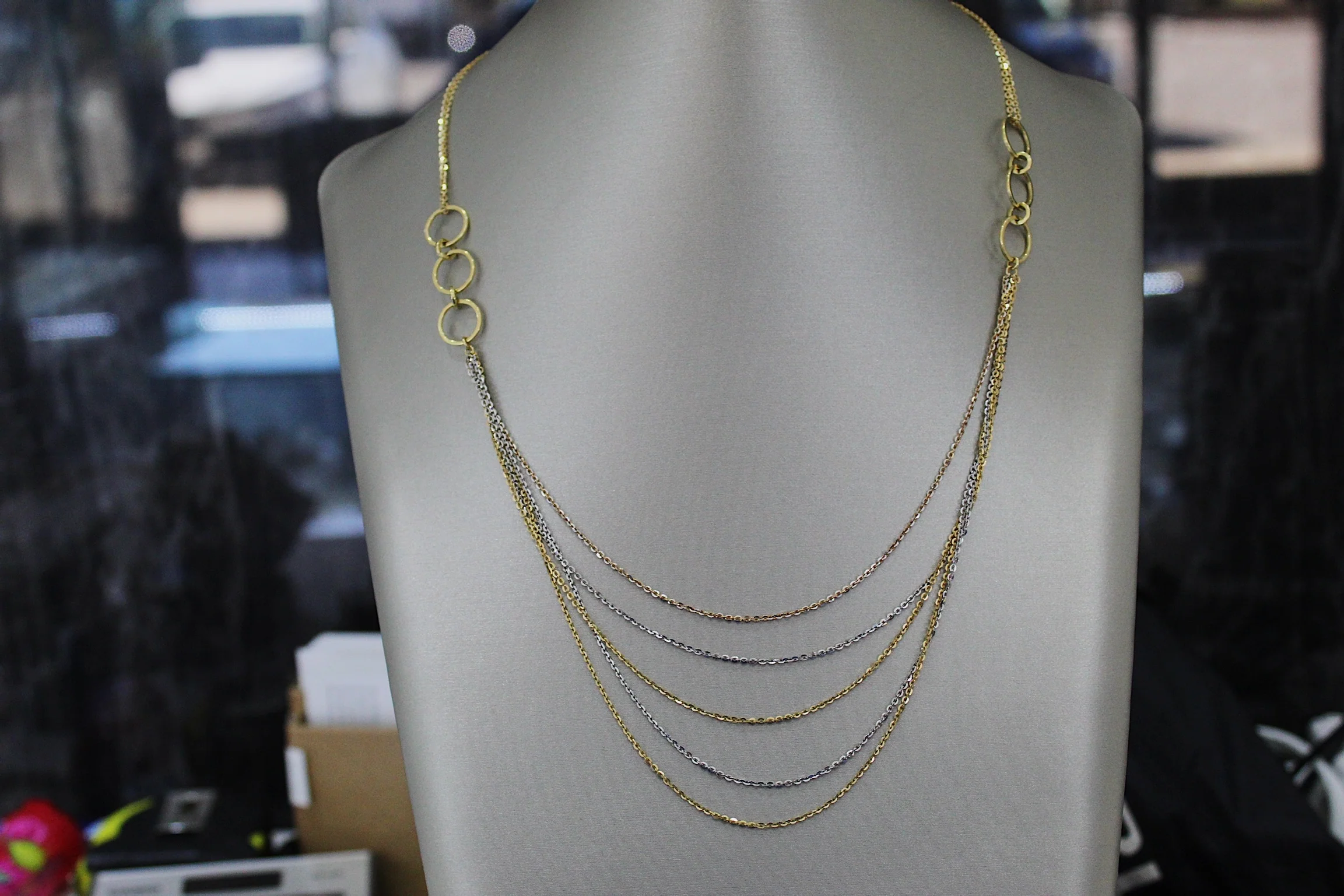 14K Gold Trio Tone Layered Necklace - Image 4