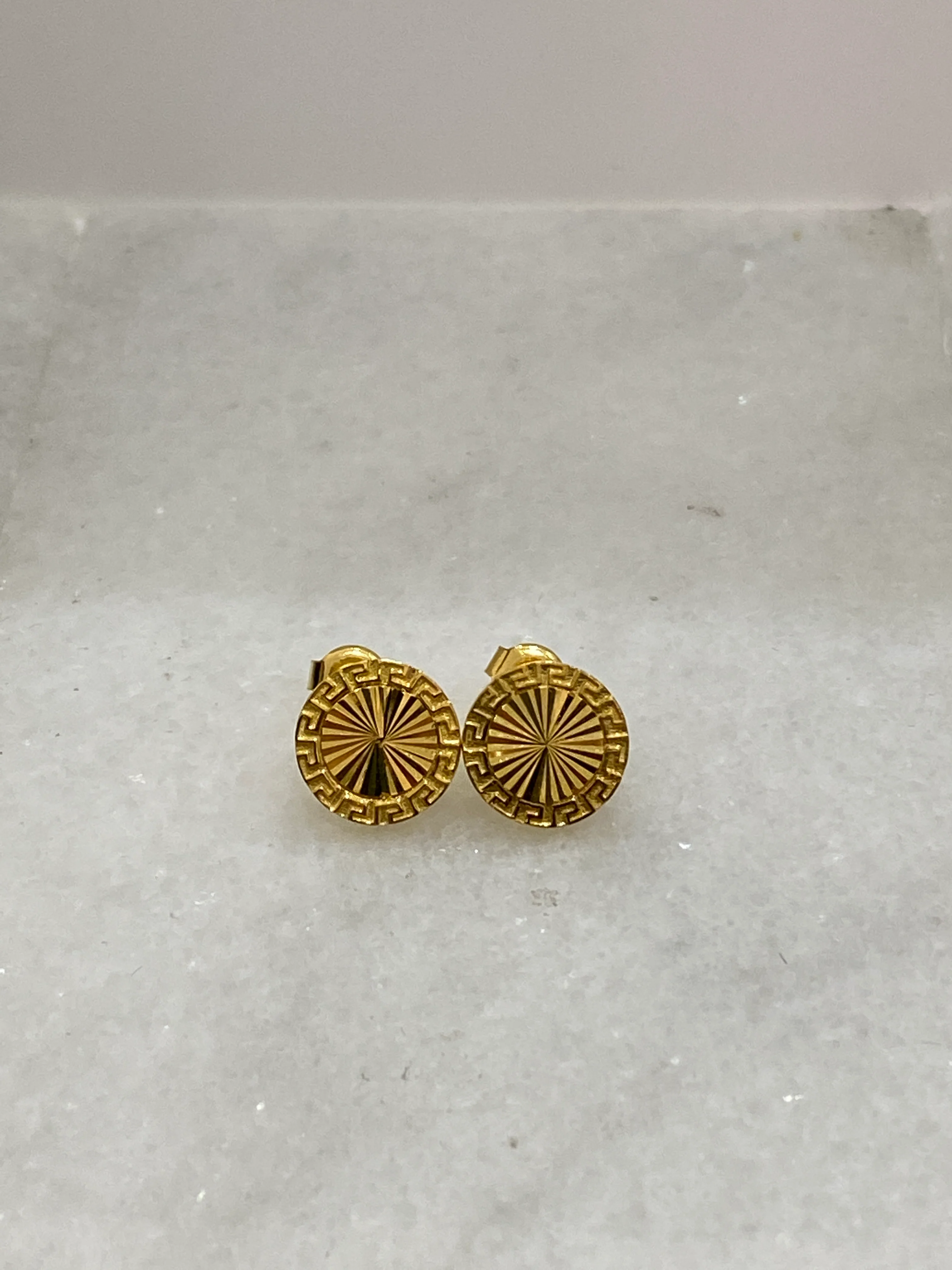 21K Gold Round Post Earrings